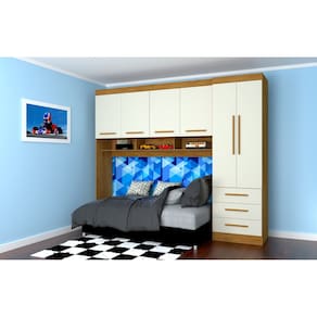 Guarda Roupa Modulado Solteiro 6 Portas e 3 Gavetas Belgica/America Freijo/Off White - Mopar