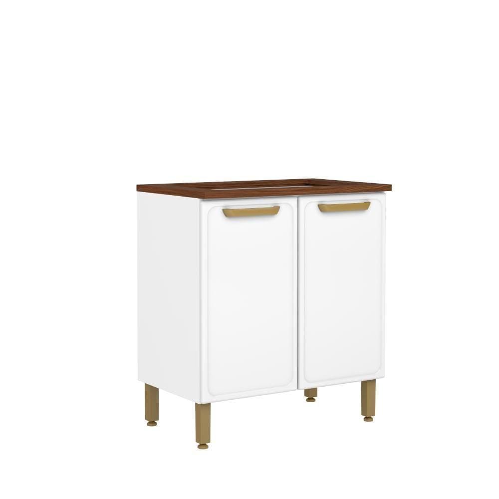 Balcão De Aço Para Cooktop 2 Portas Bella Bertolini Branco