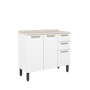 Balcão De Aço Tampo 3 Portas 2 Gavetas Linha Colors Bertolini Branco