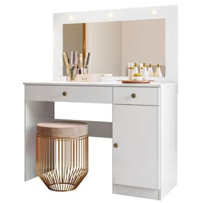 Penteadeira Camarim Bella Com Espelho E Led Branco Moval