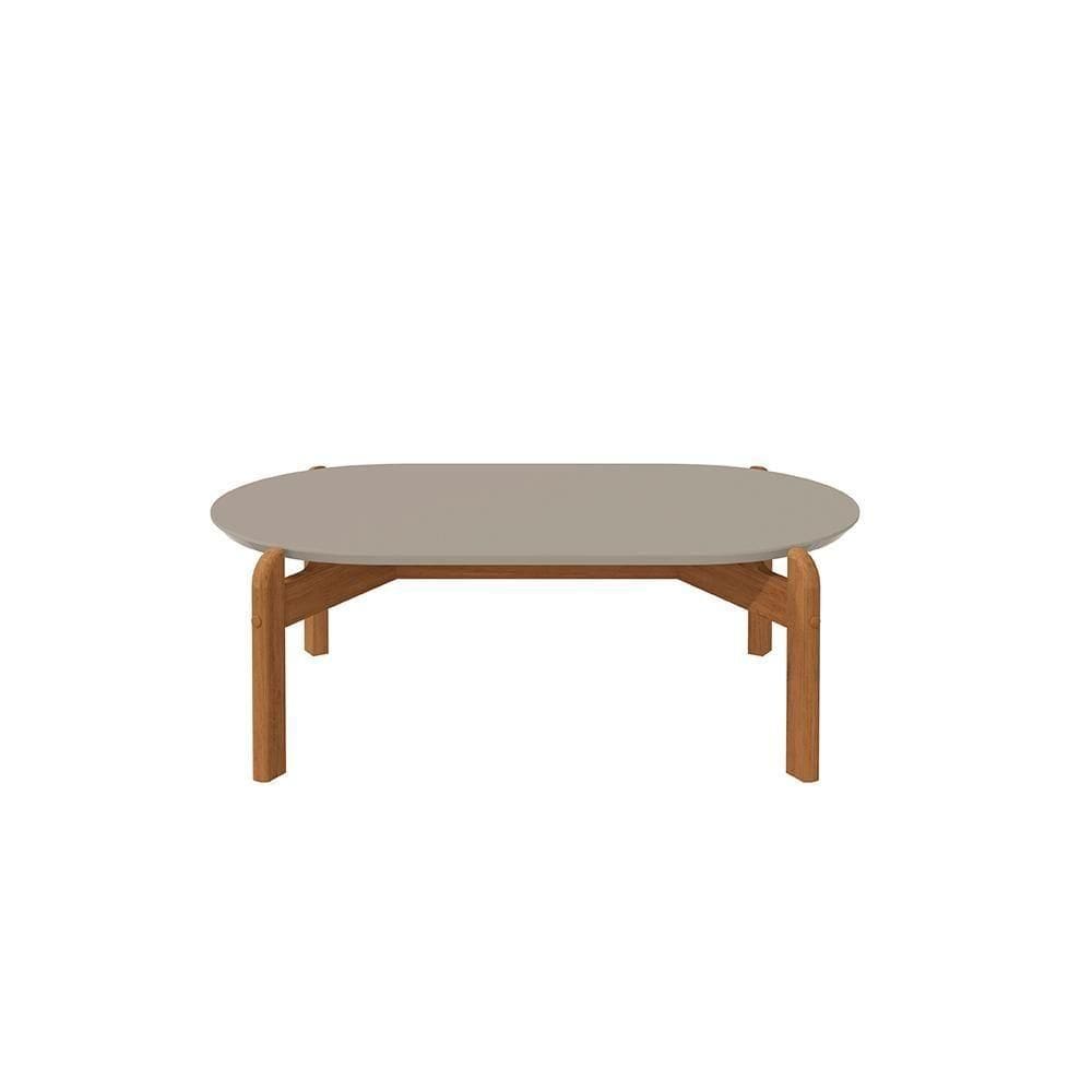Mesa De Centro Sala Lizz Oblonga Com Pés De Madeira Maciça Off White cedro