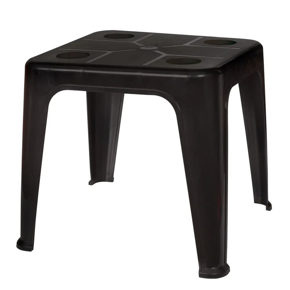Mesa Plastica de Apoio com Porta Copos Preta - Mor