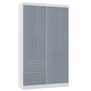 Guarda-roupa De Canto Diagonal 1 Porta Alpes Luciane Móveis Branco Com Grey Sky