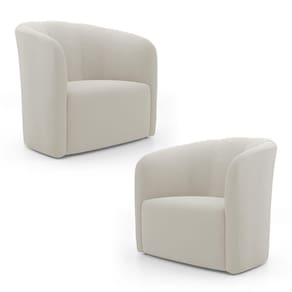 Kit 02 Poltronas Decorativas Abby Veludo Bege Claro - Desk Design