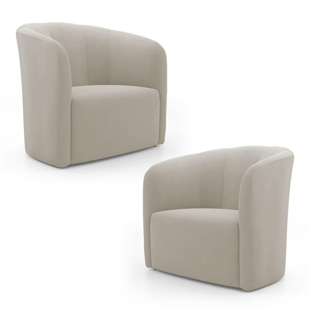 Kit 02 Poltronas Decorativas Abby Veludo Bege - Desk Design