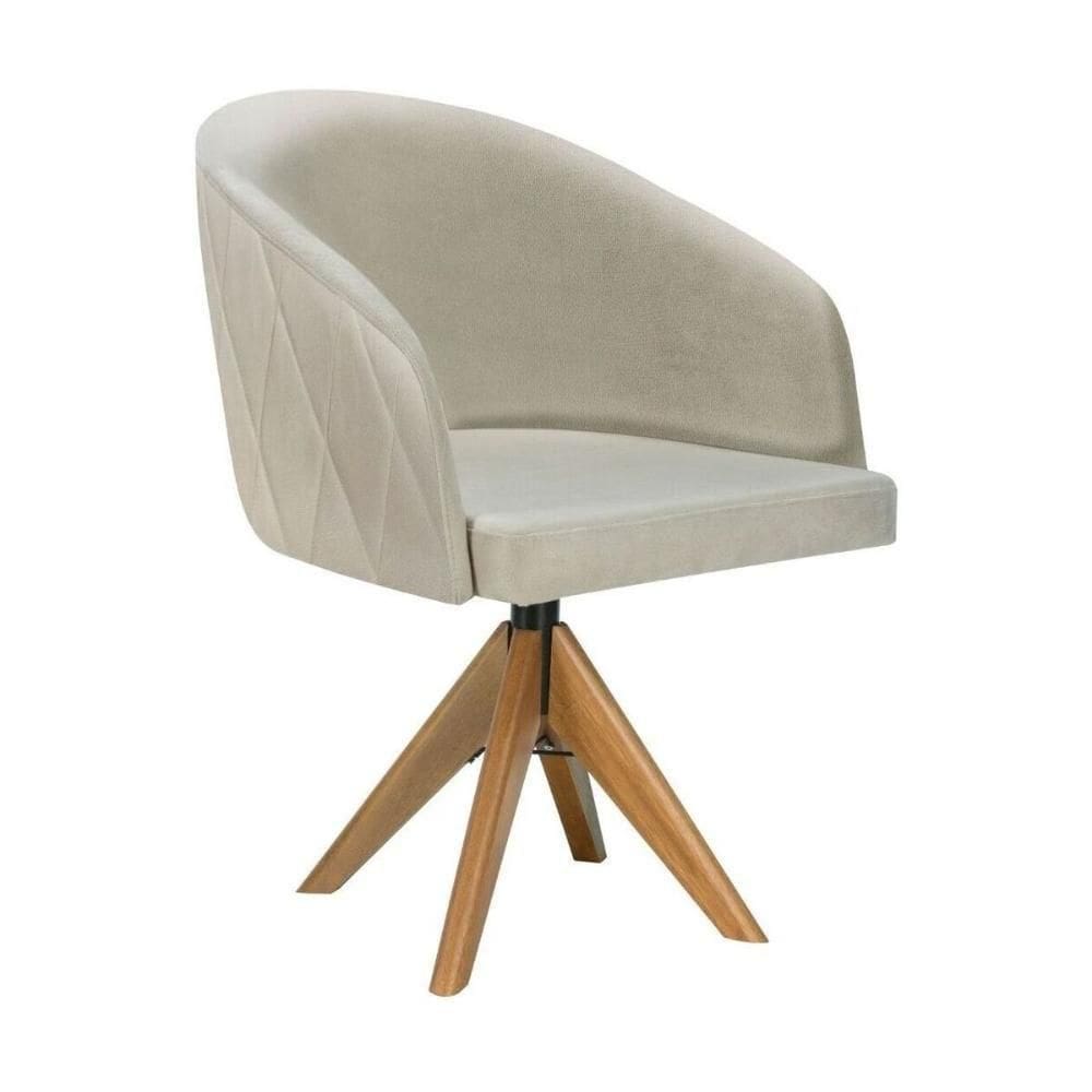 Poltrona Decorativa Estofada E Giratória Multimóveis Cr7007 Off White Off White