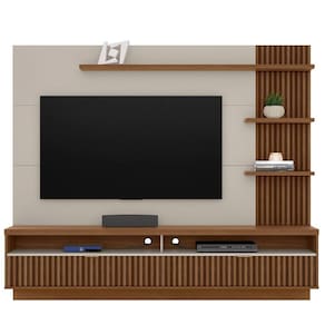 Painel Para Tv Até 65\" Ripado 2 Portas Com Nicho Marianne Freijo/off White
