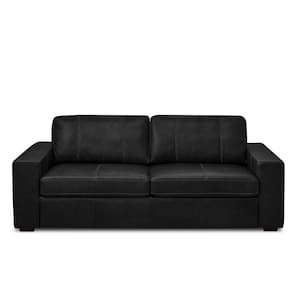 Sofá Decorativo Agatha 2 Lugares Sala De Estar 150cm Pés Em Madeira Couro Preto G88 - Gran Belo