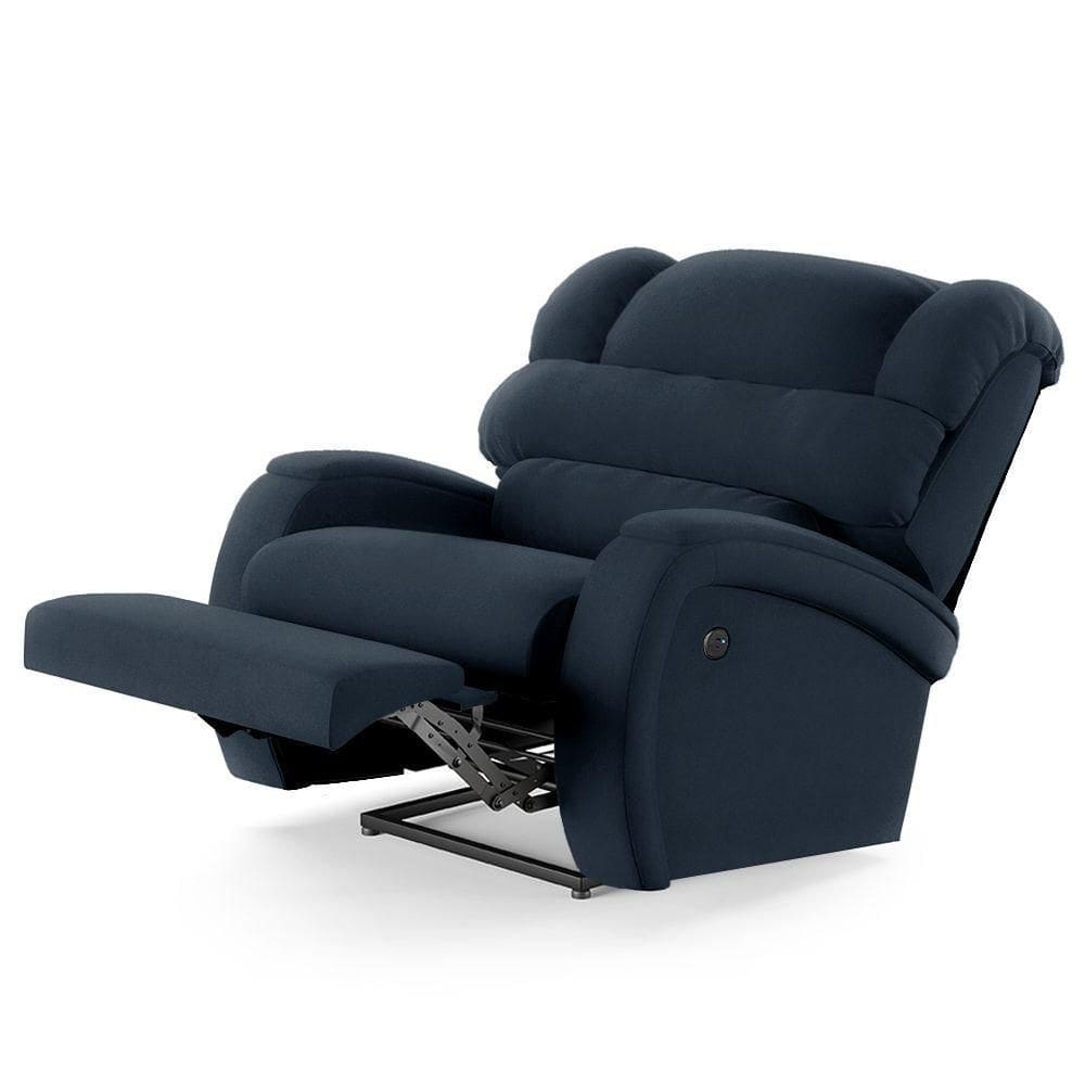 Poltrona Do Papai Reclinável Napoli Power Elétrica Usb Veludo Fh1 Azul