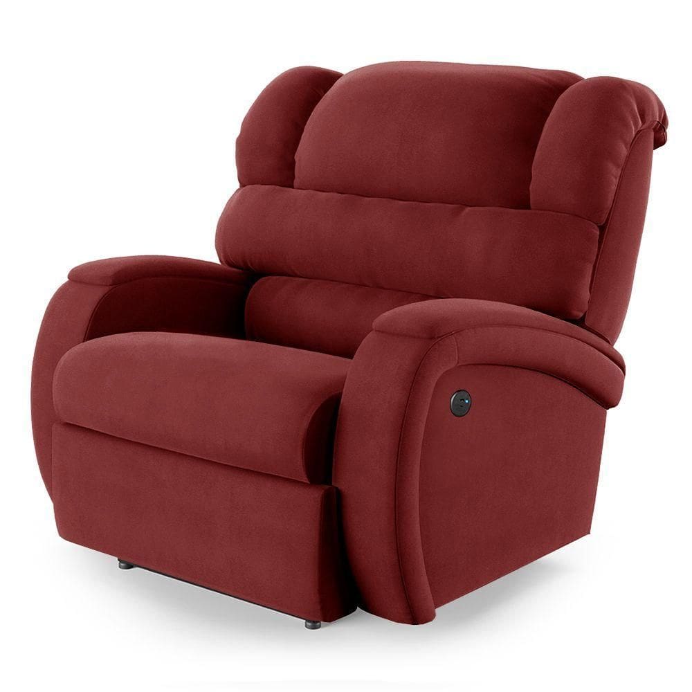 Poltrona Do Papai Reclinável Napoli Power Elétrica Usb Veludo Vermelho Fh1