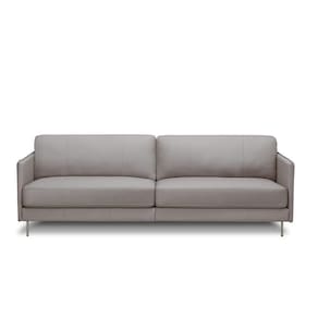 Sofá Decorativo Anthony 3 Lugares Sala De Estar 210cm Pés Em Aço Couro Avelã G88 - Gran Belo