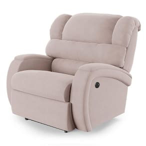 Poltrona Do Papai Reclinável Napoli Power Touch Usb Veludo Rosê Fh1