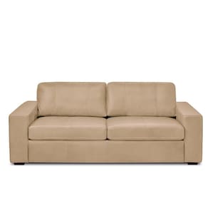 Sofá Decorativo Agatha 2 Lugares Sala De Estar 150cm Pés Em Madeira Couro Nude G88 - Gran Belo