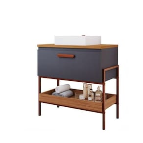 Gabinete Para Banheiro 80 Cm 100% Mdf 1 Porta Basculante Portinari Mgm Móveis Titânio/freijo Titanium/freijo