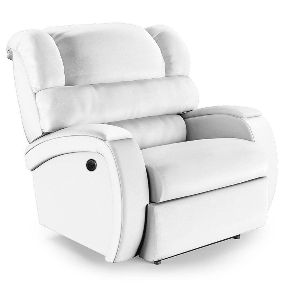 Poltrona Do Papai Reclinável Napoli Controle Power Elétrico Pu Branco Fh1