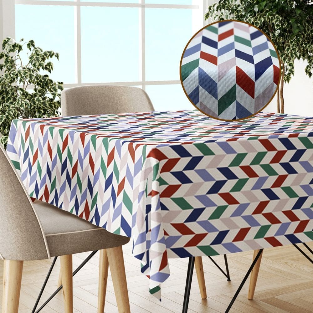 Toalha Mesa Plástica Térmica Chevron Vm 6 E 8 Lugares 2,00