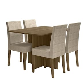 Kit Mesa De Jantar Helo Sem Vidro 120x90 Com 4 Cadeiras Josi Carvalho/fendi Carvalho/fendi
