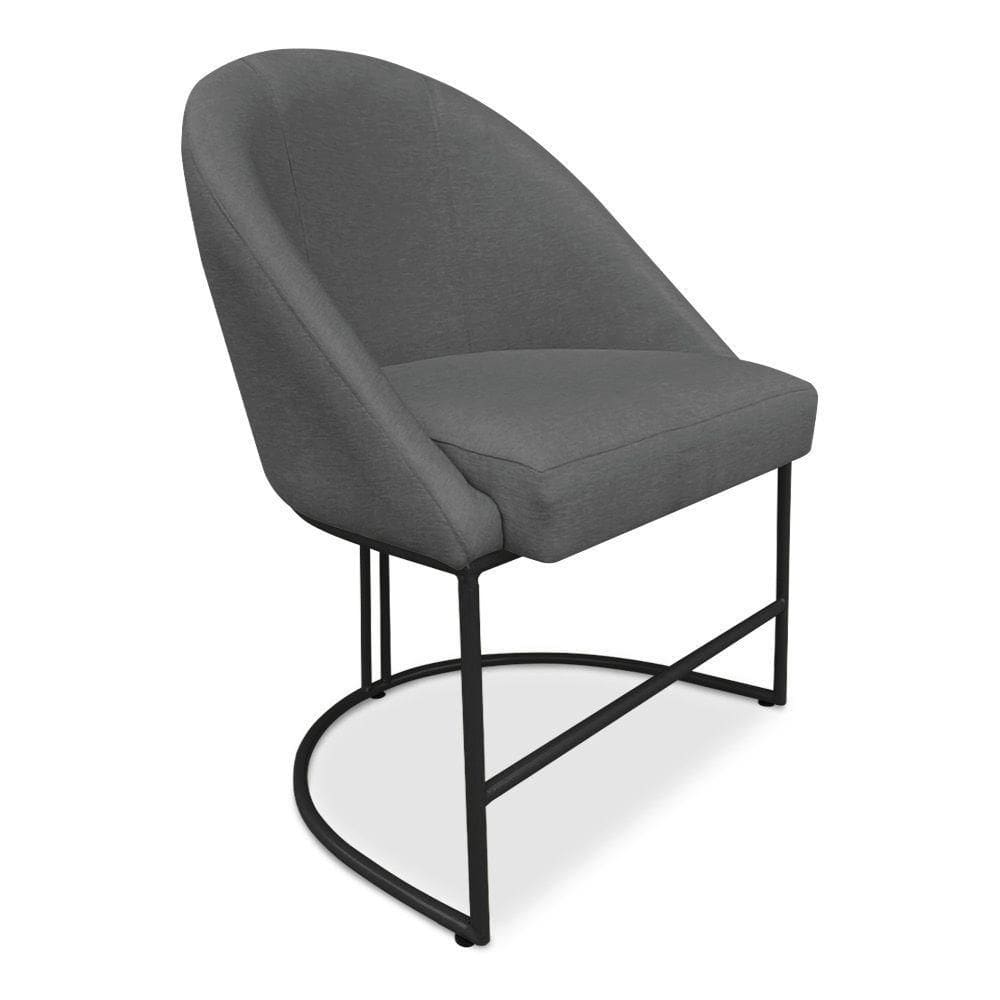 Cadeira Poltrona De Jantar Bela Suede Base Metálica Industrial Preto - Pallazio Grafite