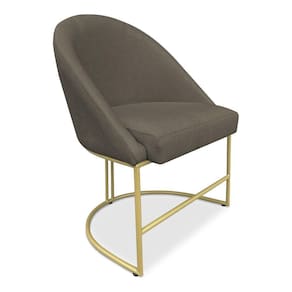 Cadeira Poltrona De Jantar Bela Suede Base Metálica Industrial Dourado Pallazio Marrom Rato
