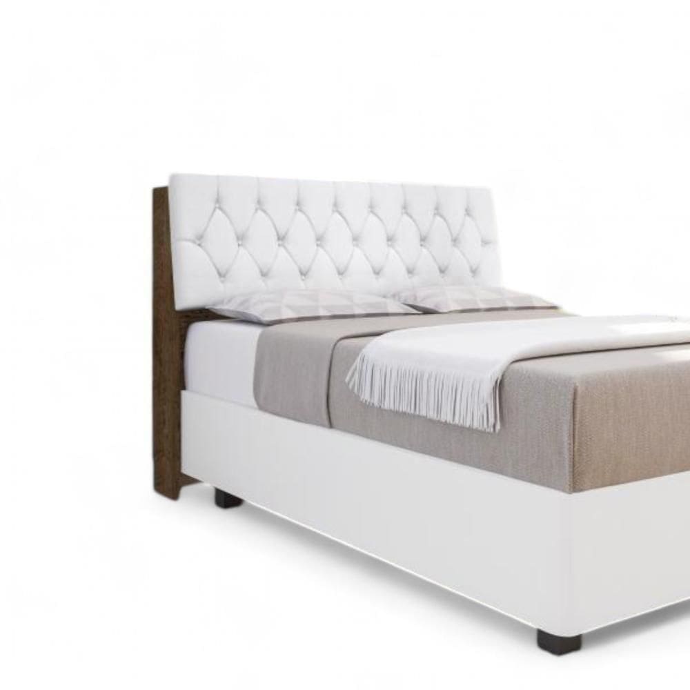 Cabeceira Estofada ísis Casal Malbec Com Capitonê Branco