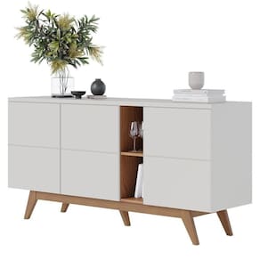 Buffet Aparador Noronha 3 Portas Off White Matte Freijó - Colibri Off White Matte Freijó