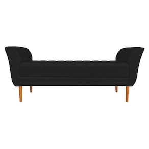 Calçadeira Recamier Casal 1,50m Londres Veludo Preto - Pallazio