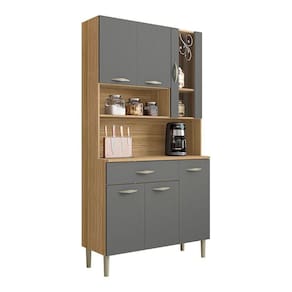 Armário De Cozinha Compacta 6 Portas E 1 Gaveta 90 Cm Gold Freijó-grafite - Pallazio