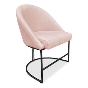 Cadeira Poltrona De Jantar Bela Suede Base Metálica Industrial Preto Pallazio Rosa Bebê