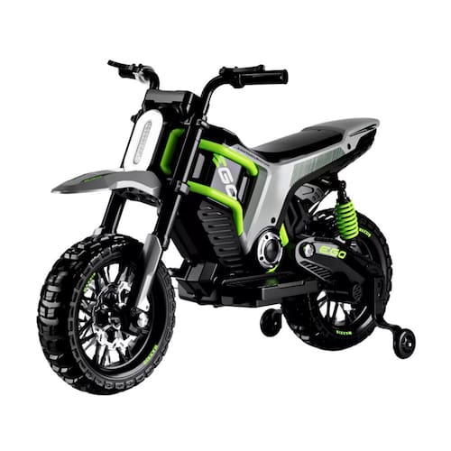 imagem-Moto Elétrica Infantil 12v Motocross Zs Verde Farol de Led e Entrada Usb