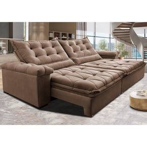 Sofá Retrátil E Reclinável 2,75M Cama Inbox Big Fresh Com SoftgelD40 Velupluma Castor