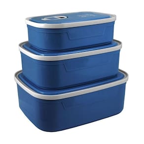 Conjunto De Pote P- Alimentos C- 3 Pcs Concept Mais Azul