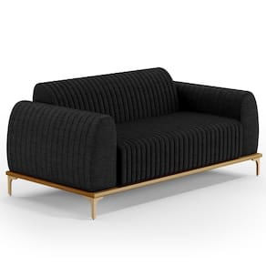 Sofá 210cm 3 Lugares Base Gold D06 Linho D-465 Chumbo