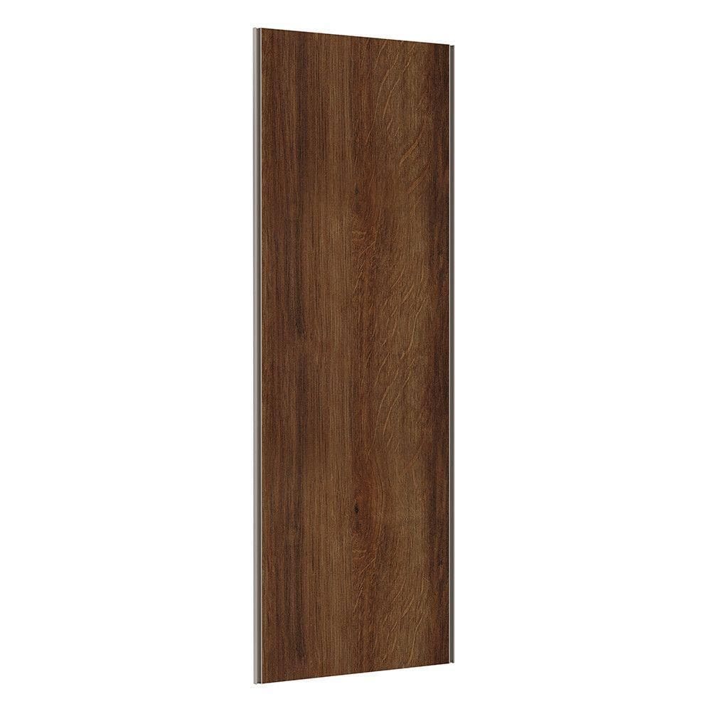 Porta 80cm Puxador Champagne E Kit Ferragem Nogueira Dourado