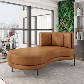 Sofá Chaise Lado Esquerdo Downey Sala De Estar Pu Whisky G15 - Gran Belo
