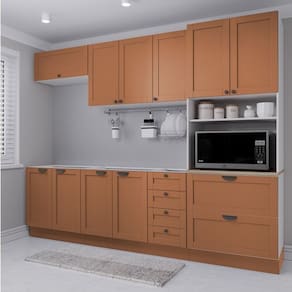 Cozinha Modulada 5 Peças 1 Torre 2 Aéreos 2 Balcões Arizona Arizona Cabecasa Madeiramadeira Branco/Terracota