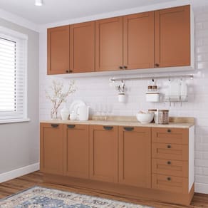 Cozinha Modulada 4 Peças 2 Aéreos 2 Balcões Arizona Cabecasa Madeiramadeira Branco/Terracota
