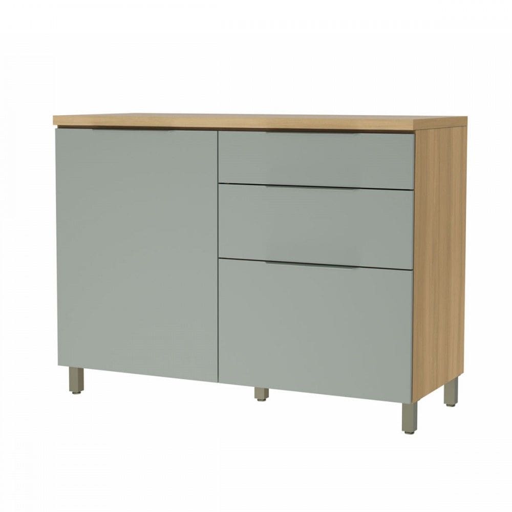Balcão de Cozinha para Pia Marquesa 1 Porta 3 Gavetas 100% Mdf Natural/Verde - Nesher