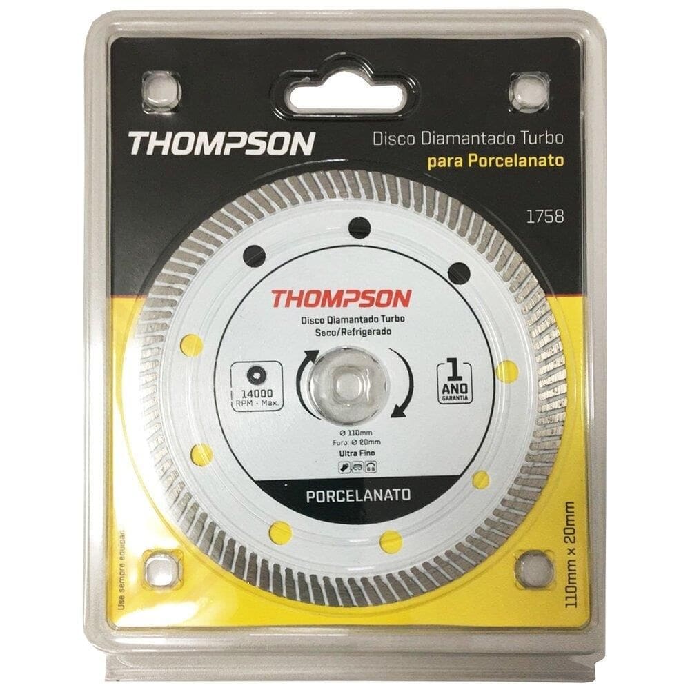 Disco Diamantado Thompson Turbo Para Porcelanato 110Mmx20mm