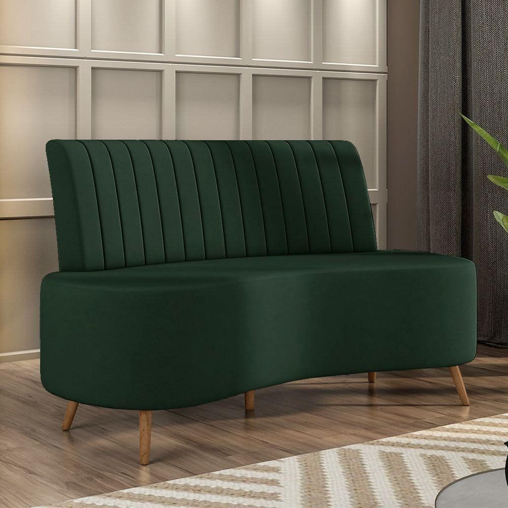Sofá Living Decorativo 2 Lugares 1,60m Katara Verde Escuro Veludo G33 - Gran Belo