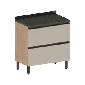 Balcão Tampo 1 Porta Basculante 1 Gavetão Linha Moderna Bertolini Areia Carvalho