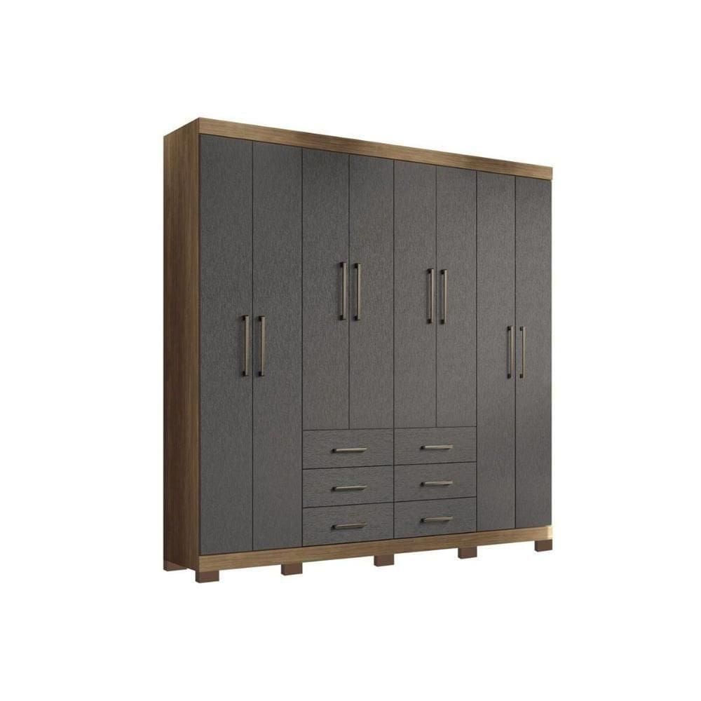 Guarda Roupa Casal 8 Portas E 6 Gavetas C- Pés Liverpool Jatoba-grafitte