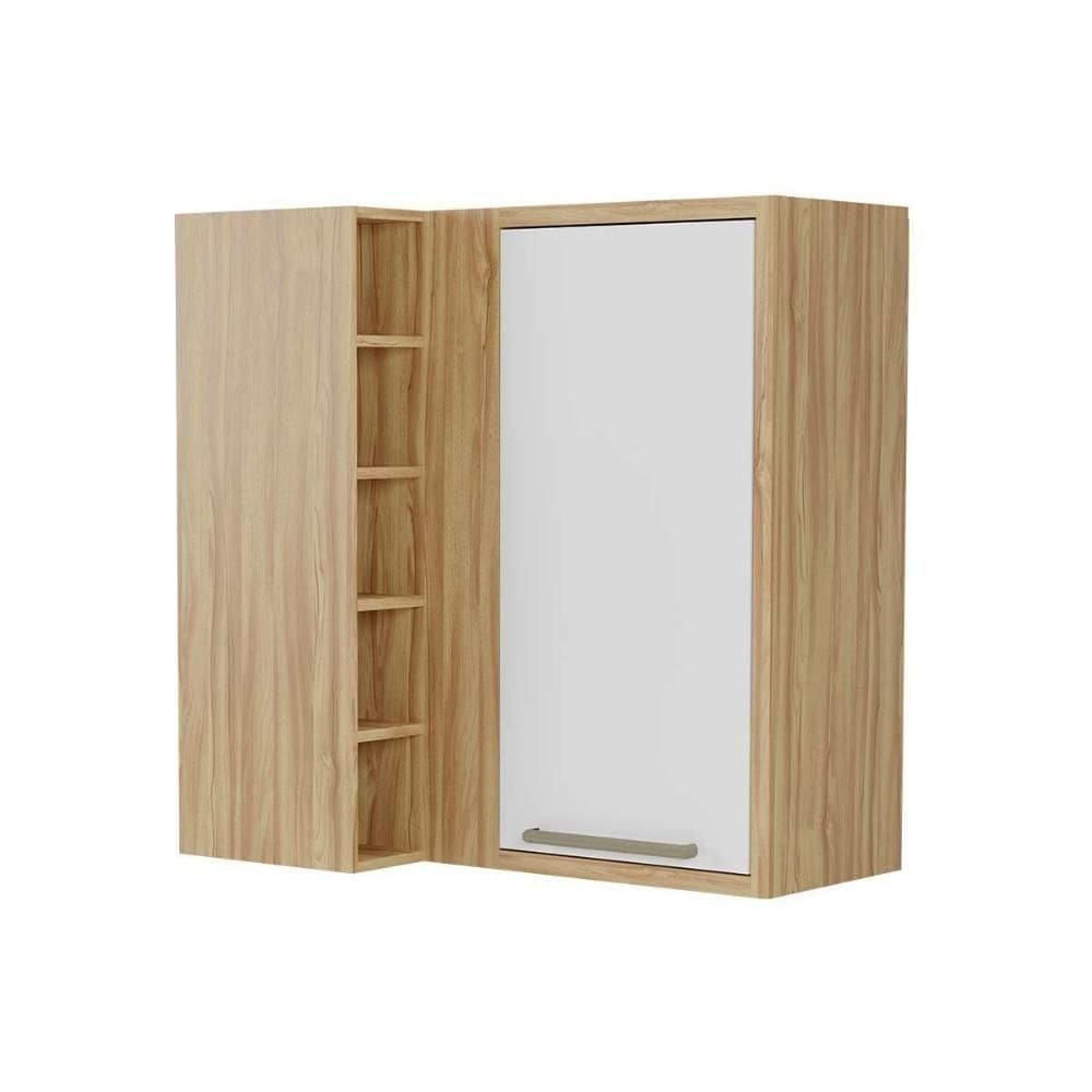 Armário Aéreo P/ Cozinha Canto Syrah 1 Porta E 5 Nichos 88cm Amendoa/branco - Ronipa