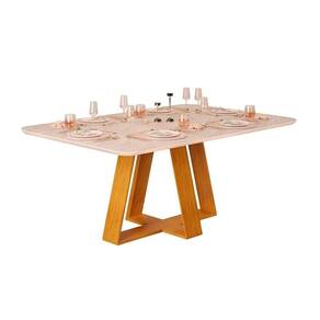 Mesa De Sala Jantar Celeste C-tampo Vidro Curvo 160x90cm Cedro-off White Dj Móveis