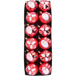 Kit 12 Bolas Natalinas árvore De Natal Vermelho Enfeite 80mm