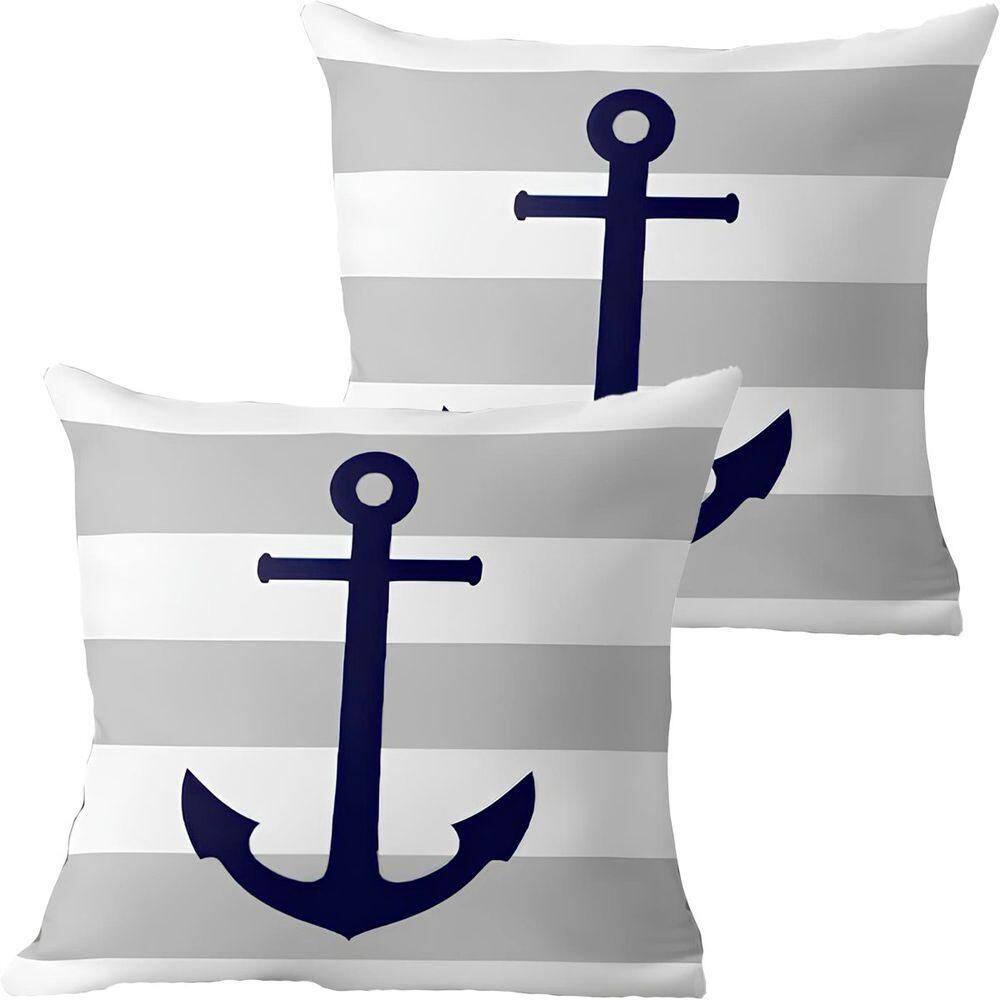 Kit 2 Capas De Almofadas Azul âncora Navegação Marítima