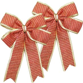 Kit 4 Enfeite árvore De Natal Vermelho E Dourado Laço 30cm