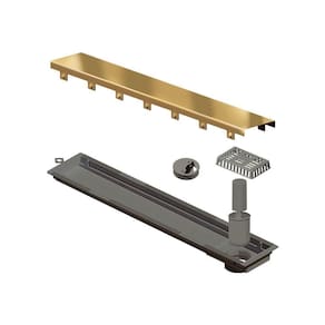 Ralo Linear Elleve Versatile 4253 50cm Saída Na Extremidade Com Tampa Gold