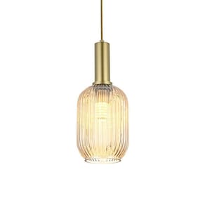 Lustre Pendente Nordecor Canne Lon 2913 Ouro Champagne E27 Bivolt