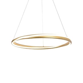 Lustre Pendente Nordecor Euni 2871 60cm Dourado Fosco Led Bivolt