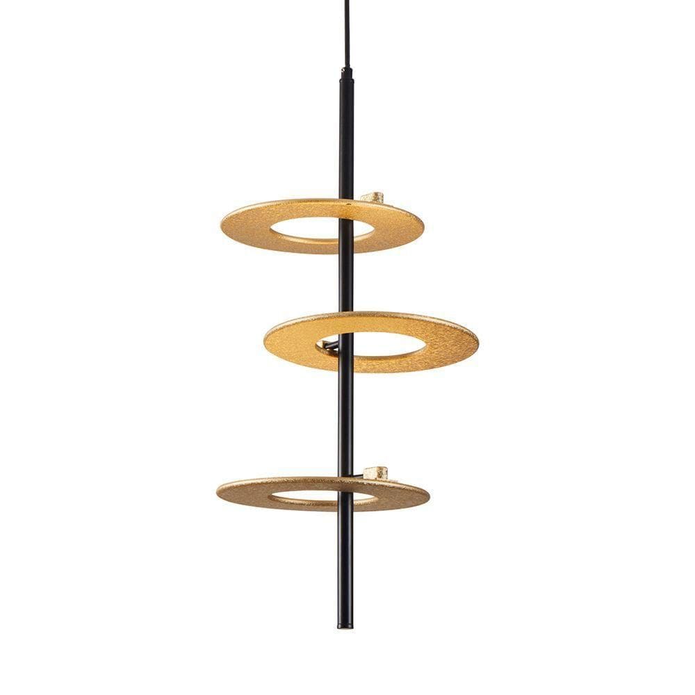 Lustre Pendente Nordecor Kote 2759 Preto- Dourado Led Bivolt